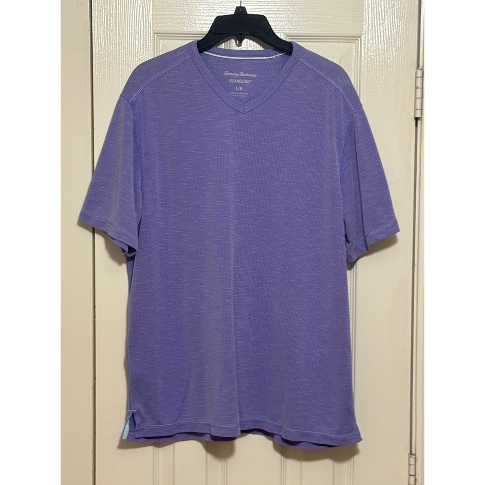 tommy bahama L islandzone v neck tee shirt purple heather periwinkle mens
Flawed